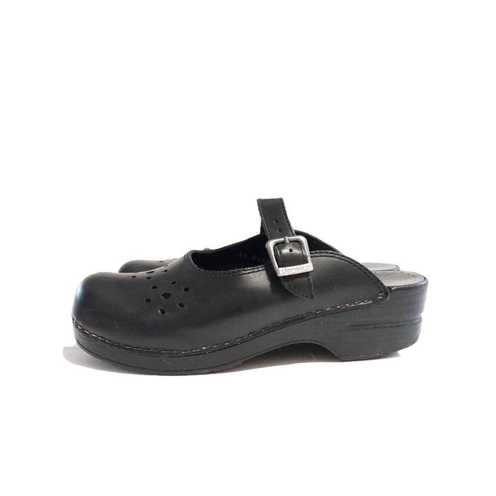 Dansk Martina Black Strap Round Toe Open Back Mule Platform Clog Sandals Size 39 - Picture 3 of 9